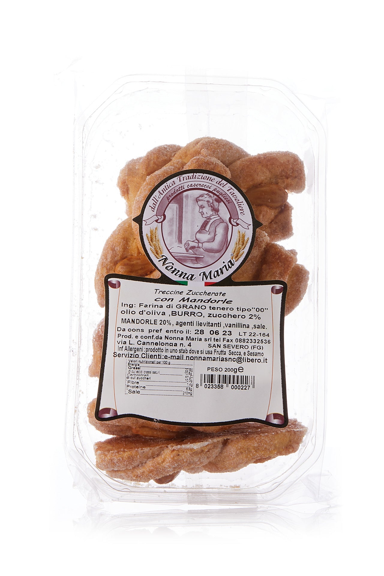 Treccine zuccherate con mandorle 200gr